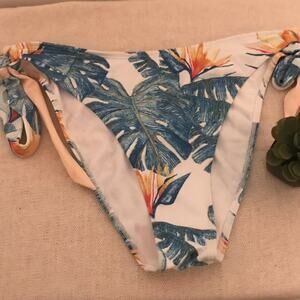 Roxy Banana Leaf Print Side Bowties Bikini Bottoms Size Medium